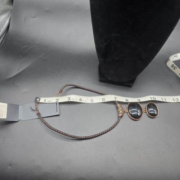 Bijou Brigitte Braided Leather Agate Choker Adjustable Medallion Witchy Goth - Picture 7 of 10